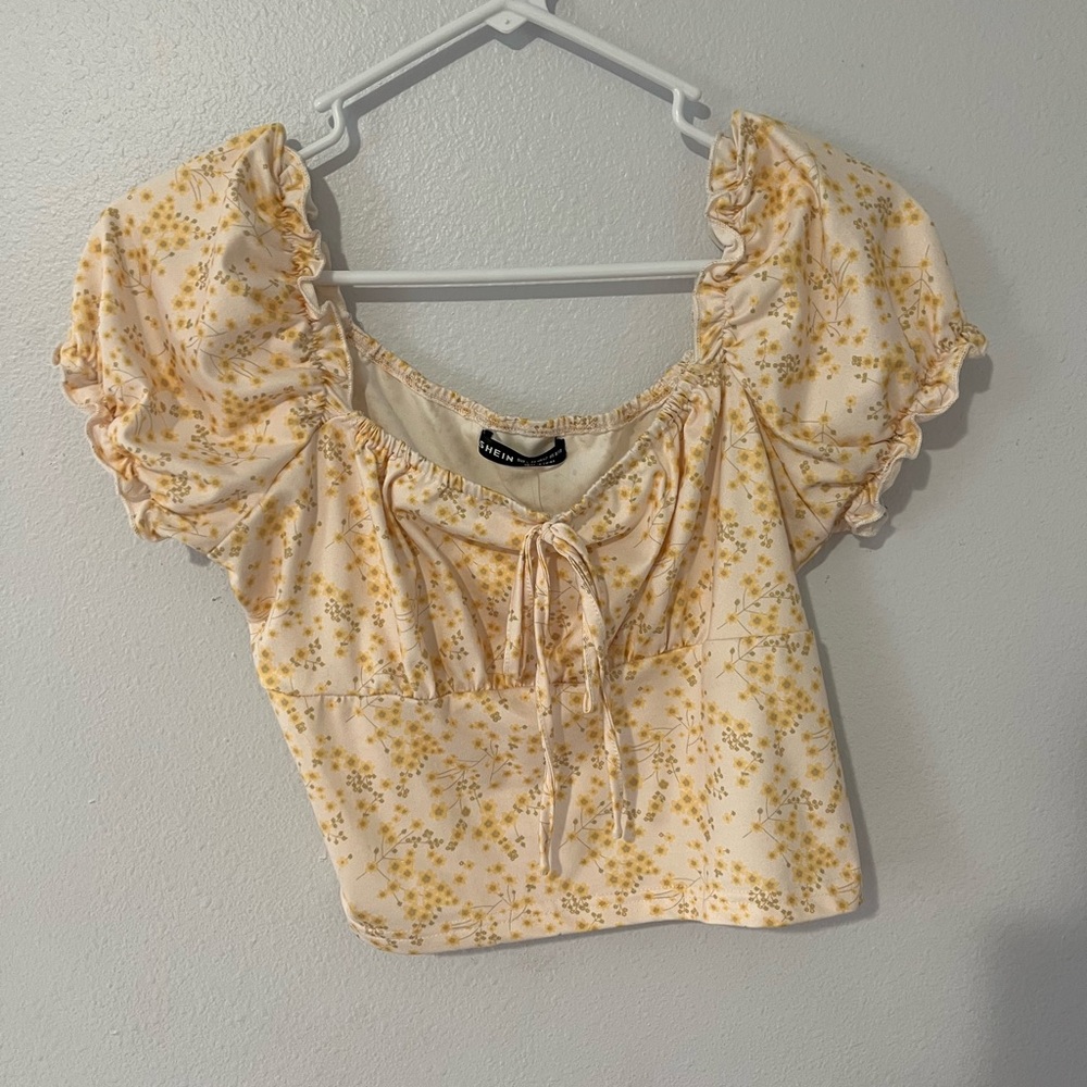 Yellow Floral SHEIN Shirt - Size Large